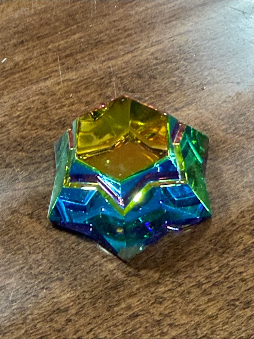Vintage Miniature Crystal Base Stand Prism Colorful